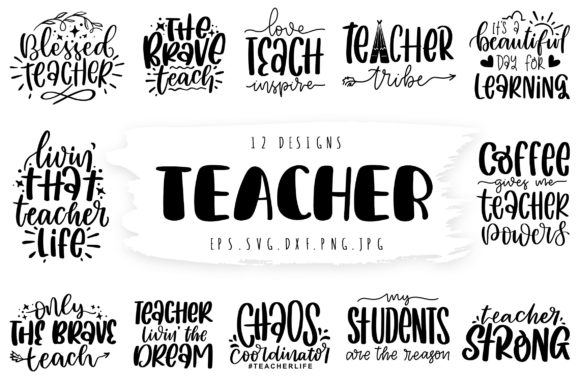 Teacher SVG Bundle Teacher Gift Quote: Graphics for Crafts & Local Brands